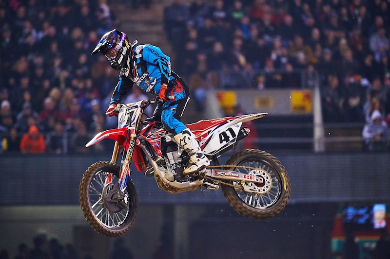 Team Honda's Trey Canard wins first Supercross race in 4 years at last weekend's round in Oakland. (Photo: HoppenWorld)