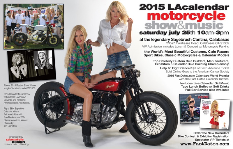 Sara and Helena will be hosting the upcoming 2015 LA Calendar Motorcycle Show, just like Petra and Jitunka shown here, did last year.
