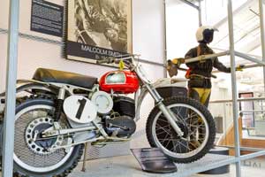 Malcom Smith’s legendary Husqvarna motorcycle on display at the AMA HOF Museum. 