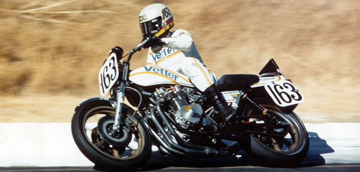 Pridmore at Sears Point in 1978 aboard his Vetter Kawasaki KZ1000.