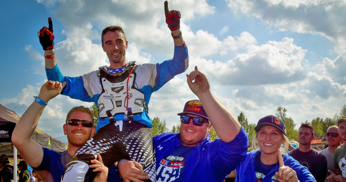 Ryan Sipes after winning the overall at the 2015 ISDE