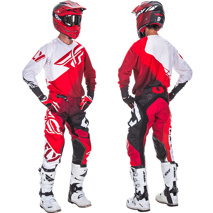 Fly Racing 2017 Lite Hydrogen MX Jersey & Pants Red Black White Off Road Kit Set 