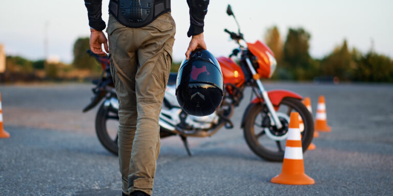 motorcycle, rider, cones, practice