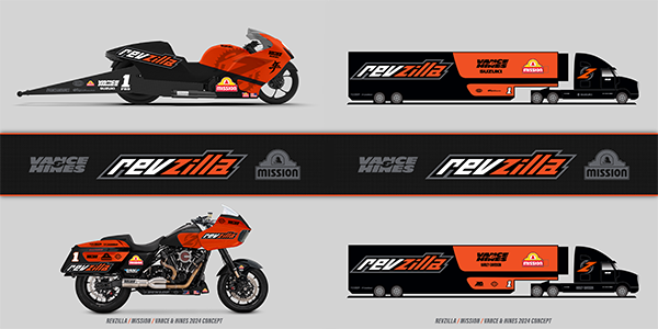 Vance & Hines Motorsports bikes, trucks, Revzilla branding