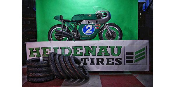 Heidenau tires with classic Benelli race motorcycle